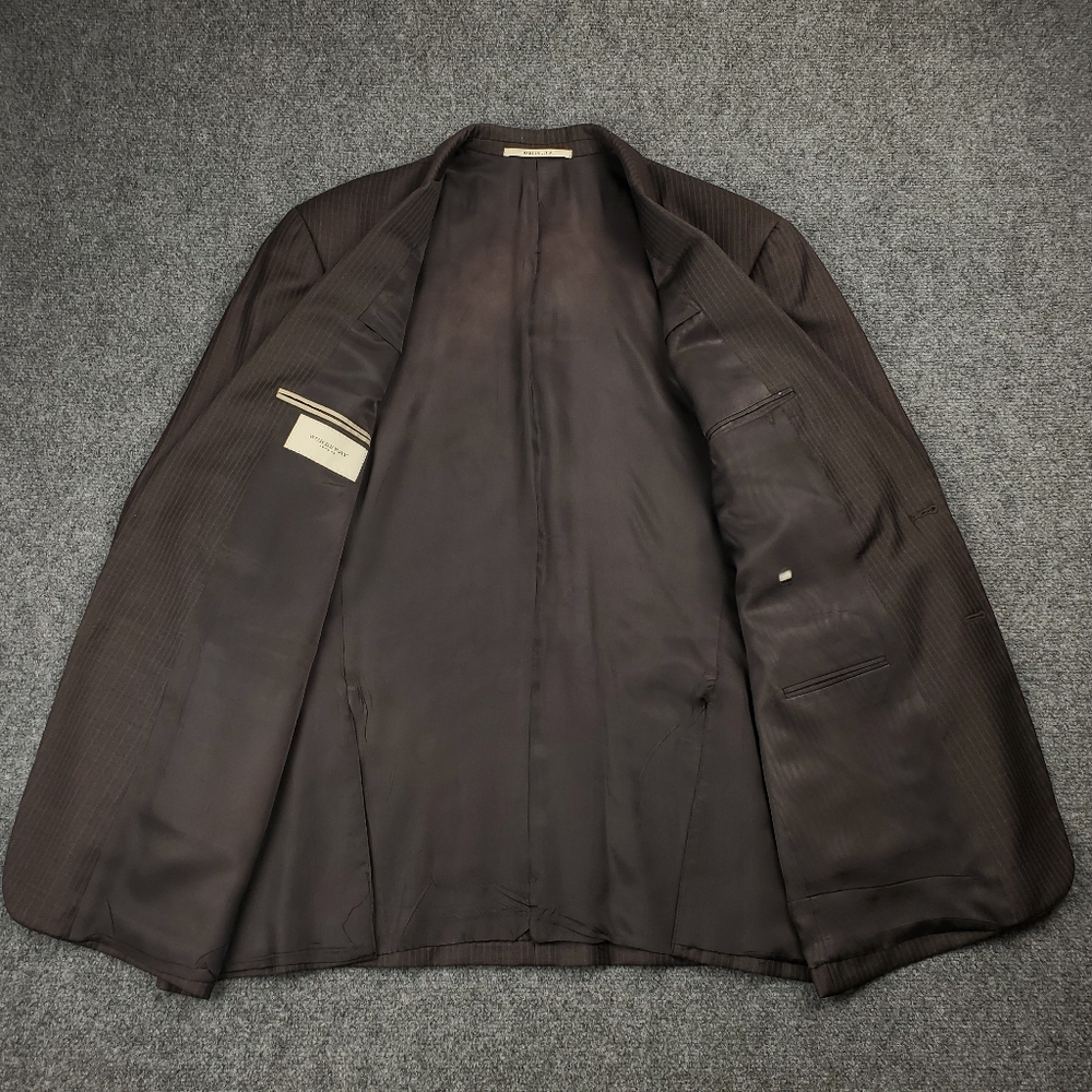Burberry Blazer 44R Pinstripe Suit Jacket Sport Coat Brown Wool Luxury Formal - Picture 3 of 12